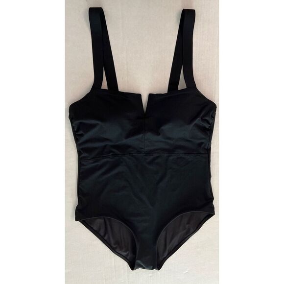 Athleta Square Neck V 1-Piece Swimsuit Underwire Bra Sz 38 D/DD Black XLarge - Picture 4 of 14